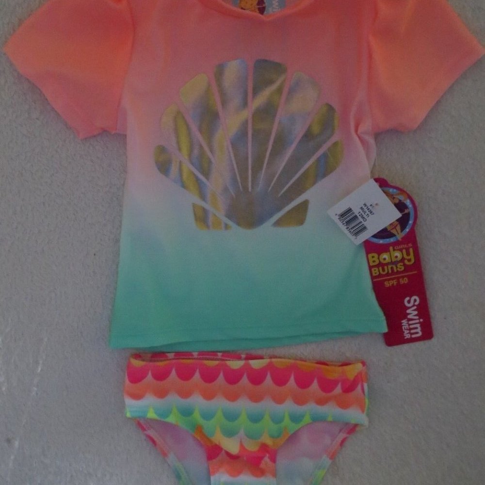 Girls Baby Buns Swimming Suit 2 pieces Size 12 months Color Bright SPF 50 New